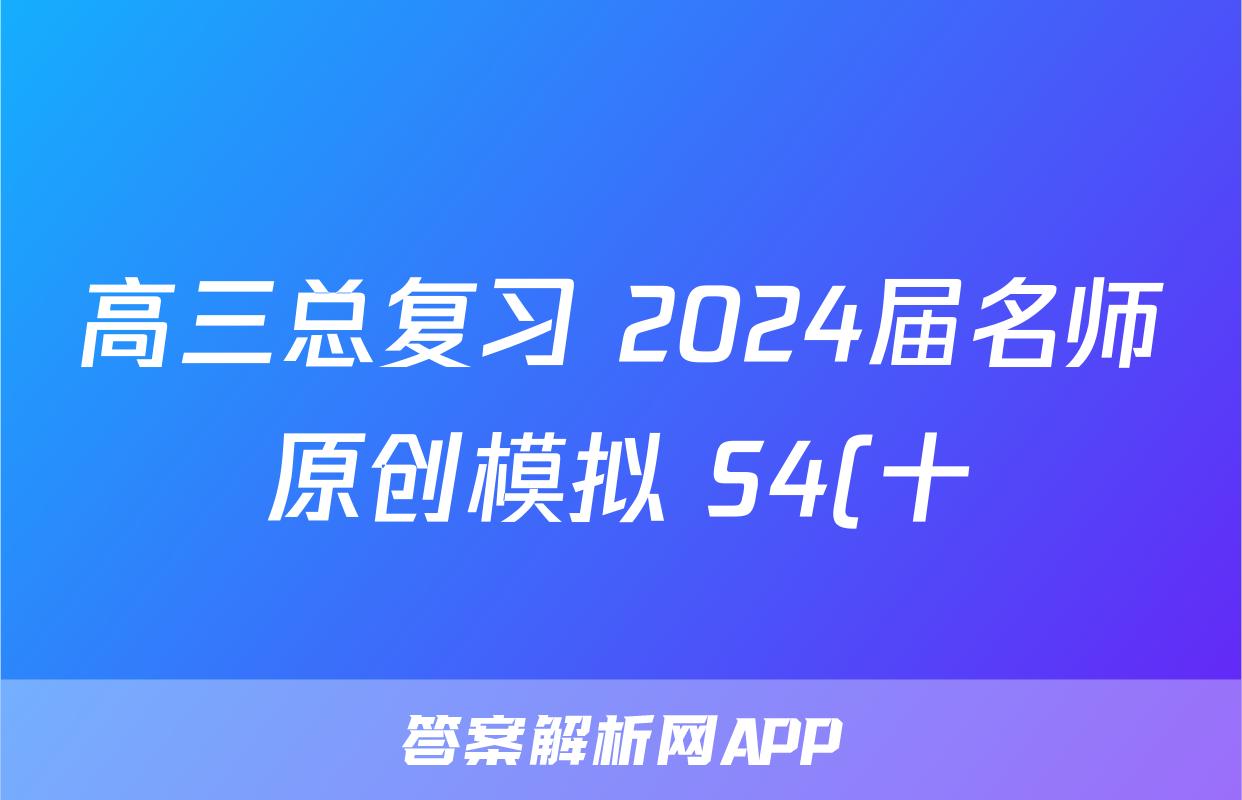 高三总复习 2024届名师原创模拟 S4(十)10政治答案